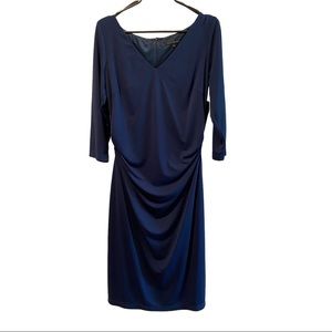 🆕 DAVID MEISTER Dark Blue V Neck Dress NWT Size 14